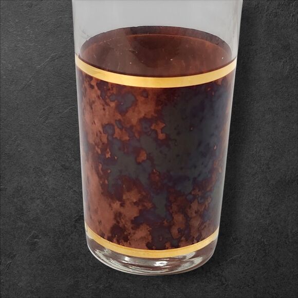 8 Vintage Culver Tortoiseshell Brazilian Brown Highball Glasses 22K Gold Barware - Picture 5 of 10